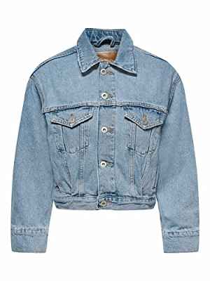 Only Onljagger Life 7/8 Pleat Dnm Jacket Noos Chaqueta, Mezclilla De Color Azul Claro, S para Mujer