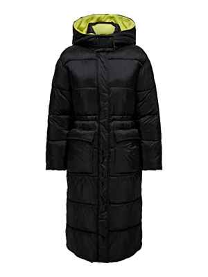 Only Onlpuk-Tope Largo CC Otw Chaqueta Acolchada, Negro. Detalles: Lining. Yellow Plum, M para Mujer