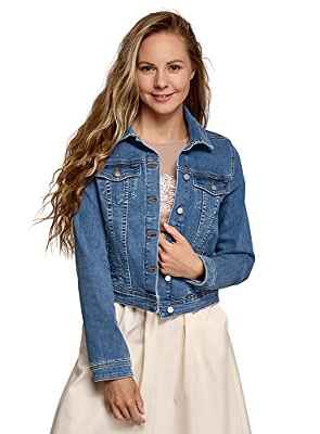 oodji Ultra Mujer Chaqueta Vaquera Básica, Azul, ES 36 / XS