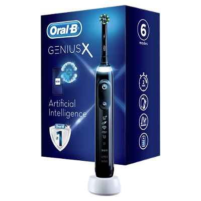 Oral-B Genius X Cepillo De Dientes Eléctrico, 1 Mango Negro Recargable Con Inteligencia Artificial, 1 Cabezal De Recambio