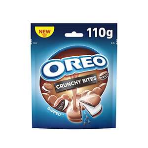 Oreo Crunchy Bites Mini Galletas de Cacao Rellenas de Crema Sabor Vainilla y Cubiertas de Chocolate con Leche 110g