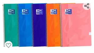 Oxford, Cuadernos A4 (Folio) Cuadrícula 4x4, Tapa de Plástico, 80 Hojas, Pack 5 Libretas, Colores Tendencia