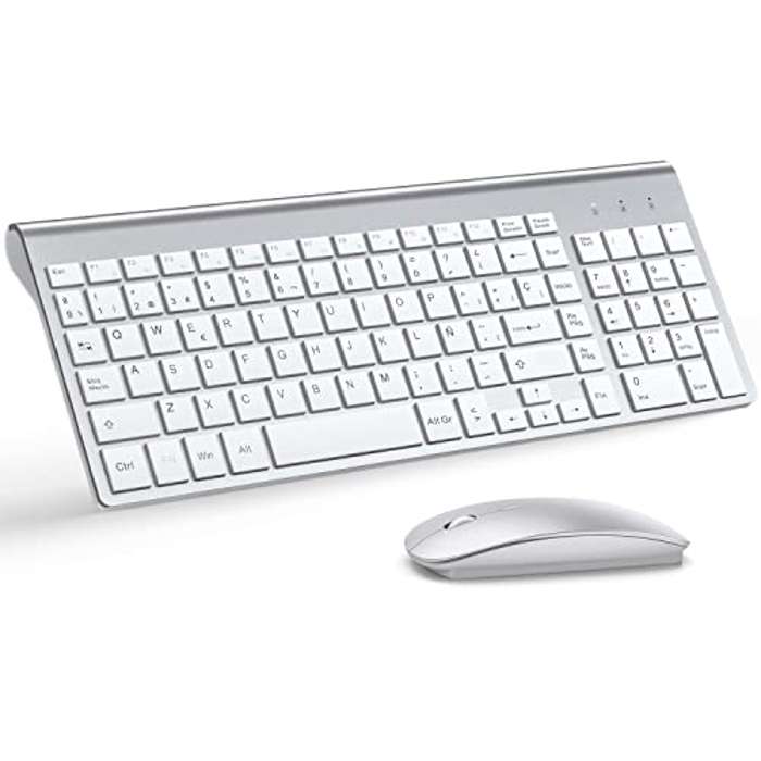 Pack Teclado y Mouse Inalámbricos Ultra Delgado, TopMate 2.4G Compacto