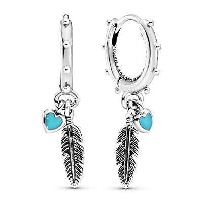 Pendiente aro Pandora 297205EN168 mujer plata Plumas Espirituales