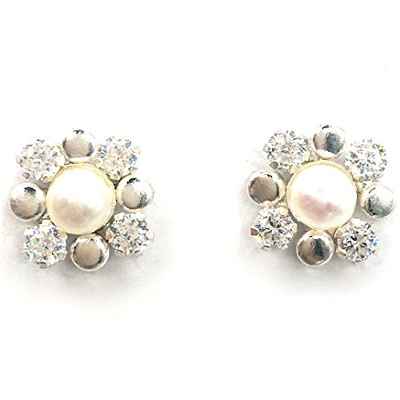 PENDIENTES DE COMUNION CON PERLA Y CIRCONITAS DE PLATA DE LEY 925/1000 - MASBARATA.ES