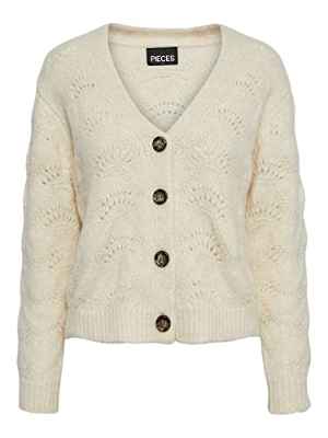 PIECES Pcbibbi LS Knit Cárdigan Noos BC Chaqueta de críquet, Blancocap Gris, XS para Mujer