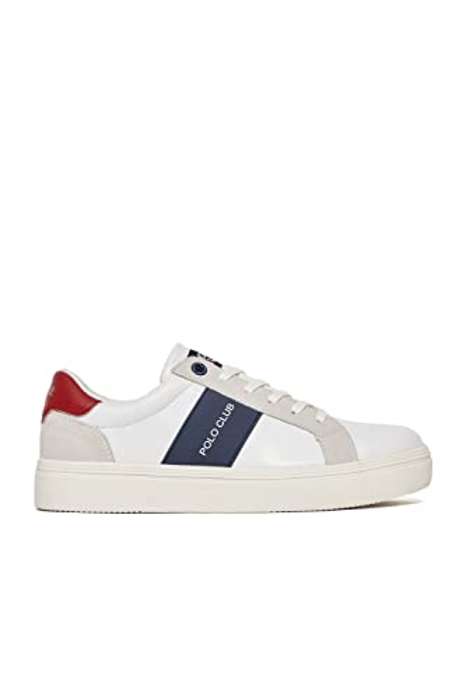 POLO CLUB Zapatilla clásica de Piel Blanca con Detalles en Contraste Hombre