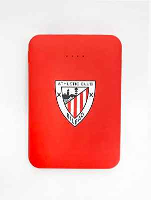 Power Bank- Bateria Externa para móvil. Producto Oficial Athletic Club de Bilbao 5.000 mAh. Entrada Tipo C y micro USB. Salida USB. Tamaño pequeño y ligero.