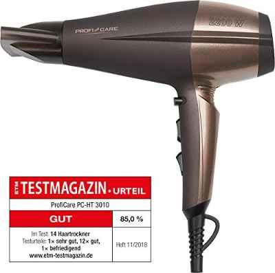 ProfiCare HT 3010 - Secador de pelo profesional iónico, 3 niveles de temperatura, 2 temperatura, 2200 W, color marrón
