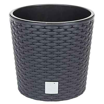 Prosperplast Maceta Redonda 4,7 litros Rato con cubilete para Plantar en Color Antracita 20 x 20 x 19 cm, 4.7 litros