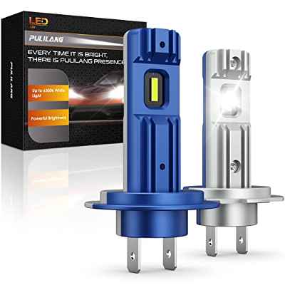 Pulilang Bombillas H7 LED Coche ,Polaridad H7 +400% Brillo súper brillante,12V 6500K Luces Blancas ,Reemplazo de la Luz Halógena,para automóvil y motocicleta Lampara Faros delanteros,2 Lámparas