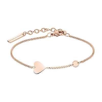 Pulsera Liebeskind LJ-0511-B-20 en forma de corazón para mujer, acero inoxidable, rosa, 20 cm
