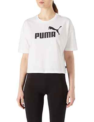 PUMA ESS Cropped Logo tee Camiseta, Mujer, Puma White, S