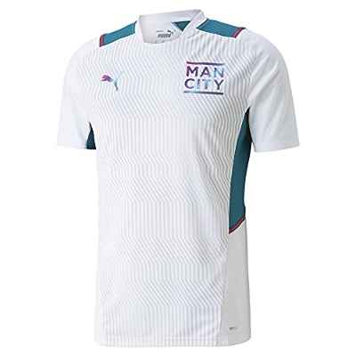 Puma Manchester City Temporada 2021/22, Equipación de Juego, Camiseta, Hombre, White-Ocean Depths, M