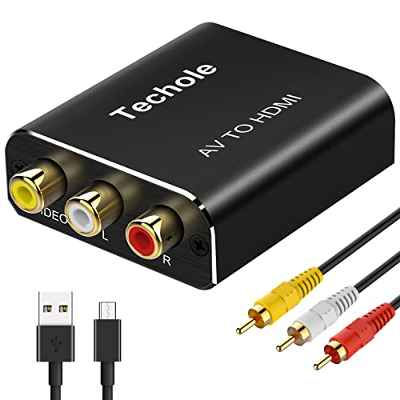 RCA a HDMI, Aluminio 3 RCA Compuestas AV a HDMI Converter de Video y Audio con 3 Cables RCA y Cable USB, Soporte 1080P para Nintendo, Xbox, PS4, PS3, PC, TV, STB, VHS, DVD, Cámara, Wii