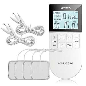 RECOVERY PLUS - Electroestimulador Muscular Digital de 50 Modos, EMS/TENS/FITNESS, Estimulador Portátil 3 en 1 con 4 Almohadillas TENS