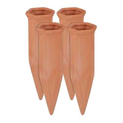 Relaxdays Sistema de autorriego para Plantas, Dispensador de Agua, Botellas de 1,5L, 17 x 5,5 x 5 cm, 4 Uds, Terracota