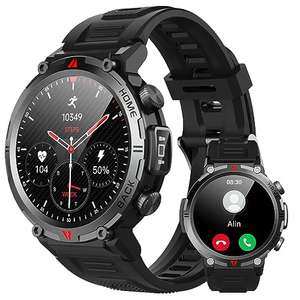Reloj Inteligente Hombre Mujer, 1,45" Smartwatch Hombre con Alertas Whatsapp, 300 mAh Reloj Deportivo con Podómetro, Llamada Bluetooth,