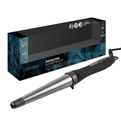 Revamp Progloss Big Hot Wand Rizador de Pelo Cónico Profesional , Tenacilla con Barril de Cerámica Grande para Rizos y Ondas, Calentamiento Rápido