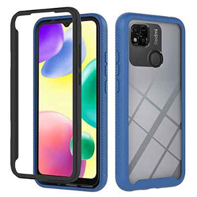 RMSOL Funda para Xiaomi Redmi 10A / Redmi 9C, Estuche Antigolpes Transparente PC Carcasa Doble Bumper Silicona TPU y Built-in Marco, Ligero Caso para Xiaomi Redmi 10A / Redmi 9C - Azul