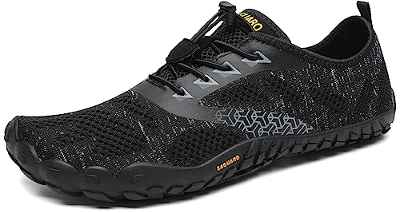 SAGUARO Hombre Mujer Zapatillas Barefoot Minimalistas Calzado de Training Ligeras Cómodas para Caminar Senderismo Ciclismo Trail Running Trekking Playa Agua Exterior Interior, Ébano Negro, 39