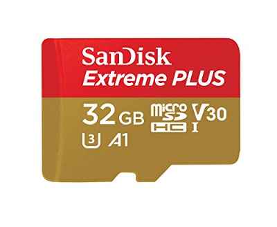 SanDisk Extreme Plus - Tarjeta de Memoria 32 GB microSDHC para Smartphone, tabletas y cámaras MIL + Adaptador SD, Velocidad de Lectura hasta 100 MB/s, Clase 10, U3, V30 y A1