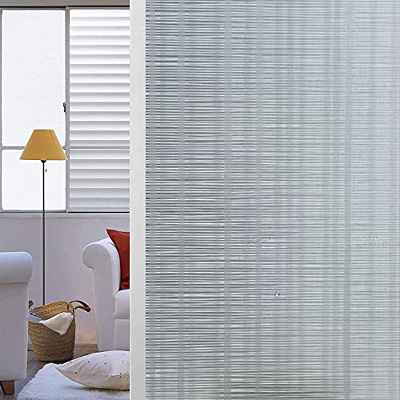Shackcom Vinilo Película Cristal Ventana-90 * 400cm-Privacidad Pegatina sin Adhesivo - Decorativas para Electrostatica Translucido Anti UV-para hogar,Cocina,baño-Patrón de Cortina de bambú-J053