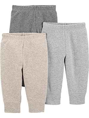 Simple Joys by Carter's 3-Pack Thermal Pants Pantalones, Arena/Gris, Neutro/Mezcla, 6-9 Meses, Pack de 3