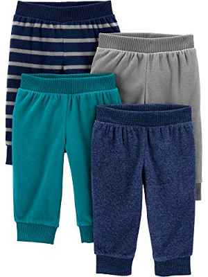 Simple Joys by Carter's 4-Pack Pant Pantalones, Azul Mezcla, Rayas, Prematuro, Pack de 4