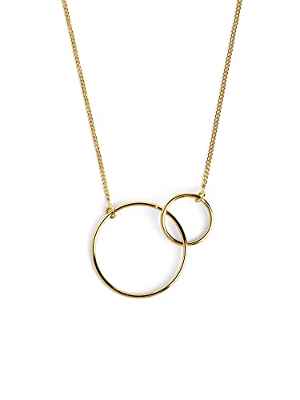 SINGULARU - Collar Sister - Colgante en Plata de Ley 925 y dos Aros Unidos - Cadena de Talla Unica - Joyas para Mujer - Hecho en España - Baño en Oro de 18 Kt