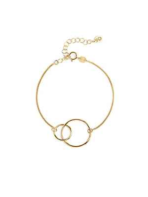 SINGULARU - Pulsera Sister Oro - Pulsera en Latón con Acabado Baño de Oro de 18 Kt. - Perlas Naturales - Largo de cadena 19 cm - Joyas para Mujer - Varios Acabados