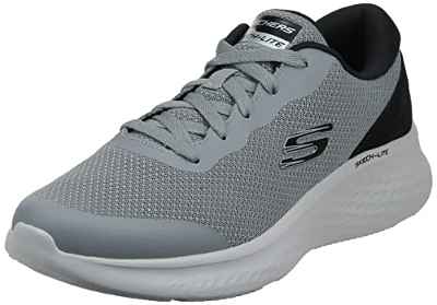 Skechers 232591 Gybk, Zapatillas Hombre, Ribete Duraleather de Malla Gris, 41.5 EU