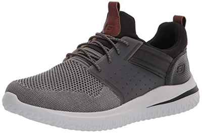 Skechers DELSON 3.0 CICADA, Zapatillas para Hombre, Gray Black Knitted Mesh W/ Synthetic, 44 EU