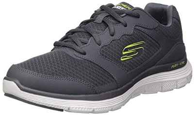 Skechers FLEX ADVANTAGE 4.0, Zapatillas para Hombre, Charcoal Leather/Mesh/Pu/Trim, 44 EU