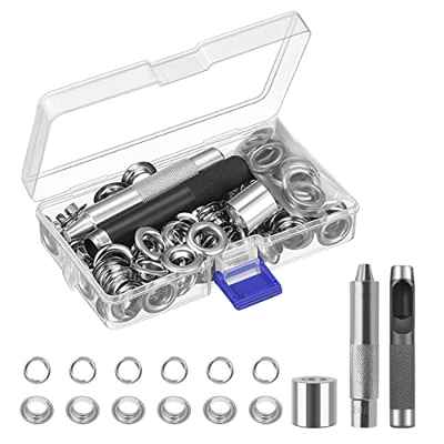 SmartMaster Juego de alicates para ojetes, alicates para ojetes de metal para el plan, 100 piezas de ojetes para tela con caja de almacenamiento