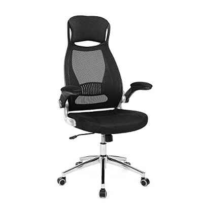 SONGMICS Silla giratoria de Oficina Silla de Escritorio de Malla con reposacabezas Mecanismo sincronizado Altura Ajustable Negro OBN86BK