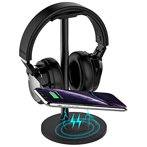 Soporte de auriculares con cargador inalámbrico 
