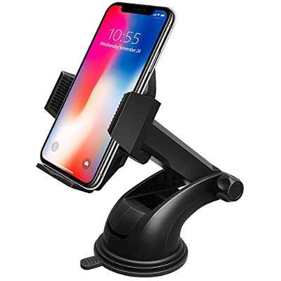Soporte Móvil Coche, Beikell Soporte del Coche Móvil Universal para Parabrisas y Salpicadero con Ventosa de Gel Fuerte y Brazo Ajustable Giro 360 Grado para iPhone X/8/7/6/ Samsung S7/S8 y Más