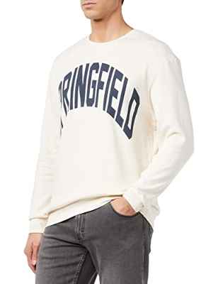 Springfield Sudadera, Sudadera Hombre, Blanco (White Print), L