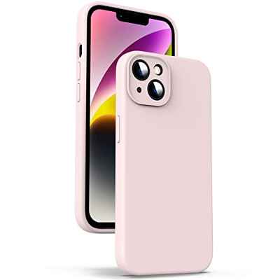 Supdeal Funda de Silicona Líquida para iPhone 14, [Protección de Cámara] [Anti-Huella Digital] [Carga Inalámbrica] Estuche, Carcasa de Microfibra Incorporada, 6,1", Rosa