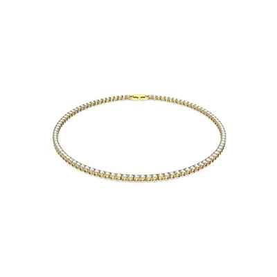 Swarovski Collar Tennis Deluxe para Mujer, Cristales Blancos de Talla Redonda, Baño tono oro, Colección Tennis Deluxe de Swarovski