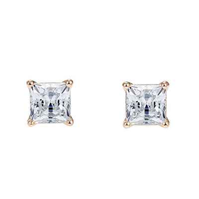 Swarovski Pendientes Attract de Mujer, chapado en tono Oro Rosa, Cristal, Blanco