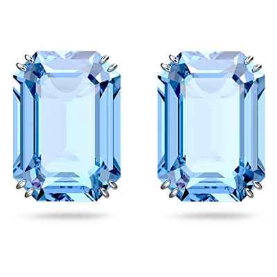 Swarovski Pendientes Millenia para Mujer, con Baño de Rodio, Cristal Azul, Colección Millenia de Swarovski