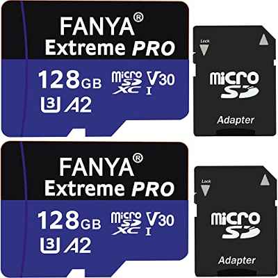 Tarjeta Memoria Micro SD 128 GB Paquete de 2, Compatible con Nintendo Switch,Vídeo 4K UHD,Cámara de Vigilancia y Seguridad, Cámara de Acción, Drone Profesional,90MB/s Micro U3 SDXC UHS-I A2 Clase 10