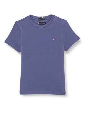Tommy Hilfiger Camiseta de algodón Esencial S/S Tops de Punto, Dark Aster, 92 cm para Niños