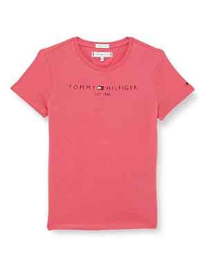 Tommy Hilfiger Essential tee S/s Camiseta, Deep Watermelon, 164 para Niñas