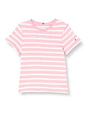 Tommy Hilfiger Essential tee S/S Camiseta, Fresh Pink/White Stripe, 80 cm para Niñas