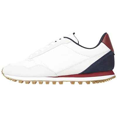 Tommy Hilfiger Mezcla de Cuero para Corredor Elevado, Tenis Runner Hombre, White, 40 EU