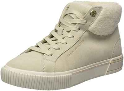 Tommy Hilfiger Zapatillas Altas con Forro cálido, Mujer, Beige Clásico, 38 EU