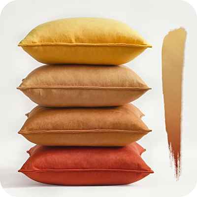 Topfinel Fundas Cojines para Sofa 50x50 Cojines Decorativa Hogar Cojines Cama Salon Sala de Estar Juego de 4 Cojines Exterior Terciopelo de Colores Gradiente Serie Colores Amarillos